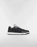Dior B27 Uptown Men’s Low-Top Sneakers in Black Calfskin & Silver Oblique Jacquard