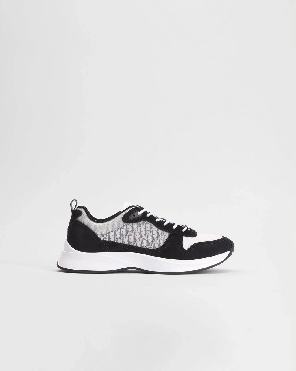 Dior B25 Runner Series Black‑White Oblique Mesh Suede Sneakers