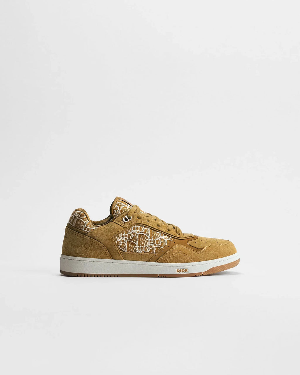 Dior B27 Uptown Men’s Cognac Brown Suede Sneakers with Oblique Jacquard