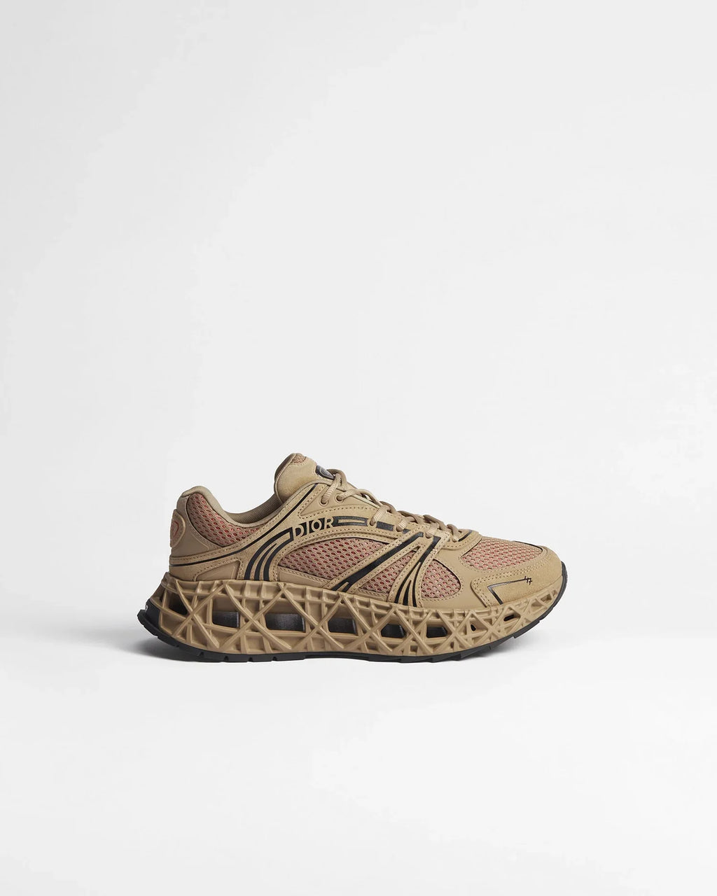 Dior B35 NXXT Series Beige Suede‑Mesh Lace‑Up Sneakers