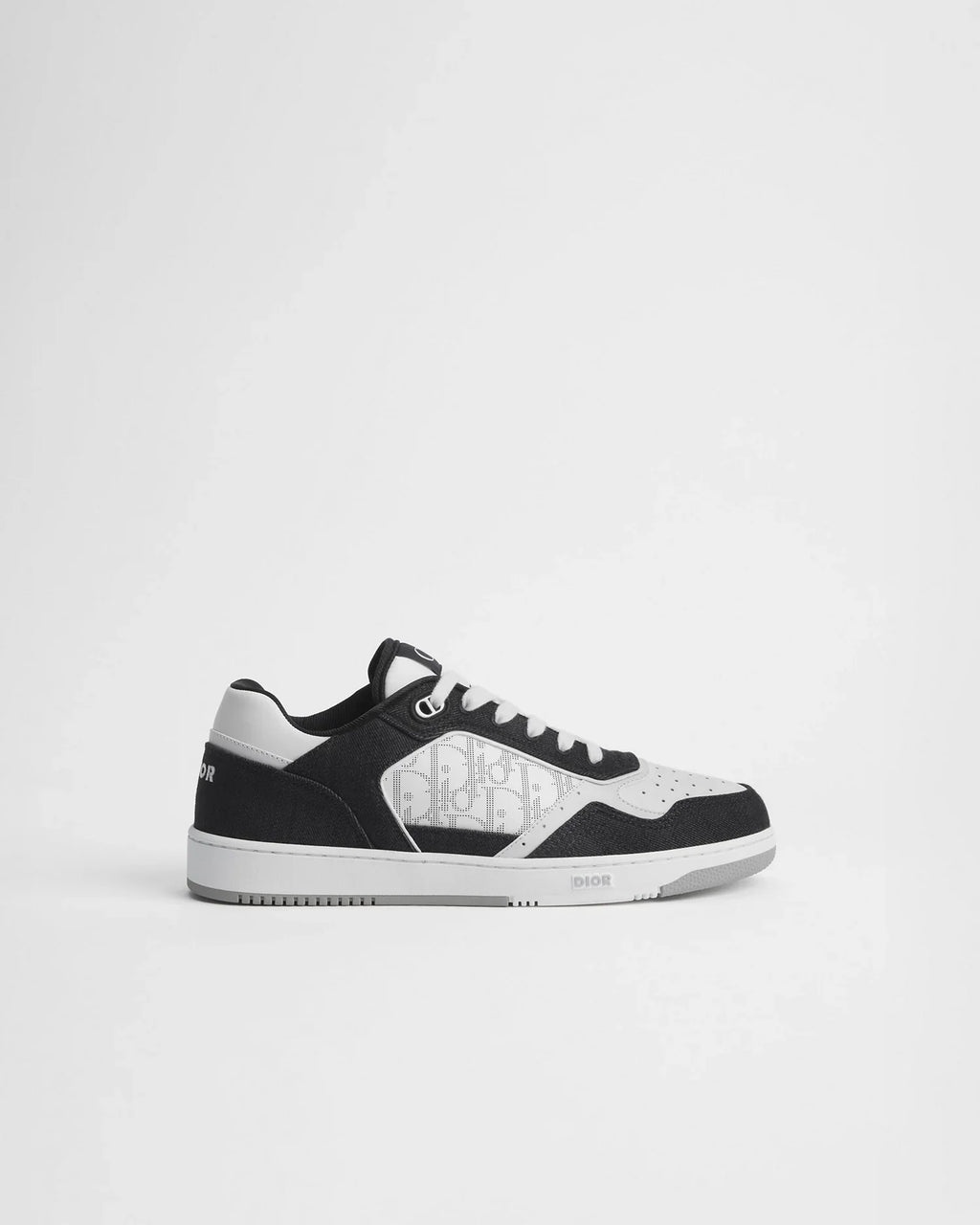 Dior B27 Uptown Low-Top Sneaker – White Calfskin and Black Denim with Oblique Galaxy Panels – Men’s