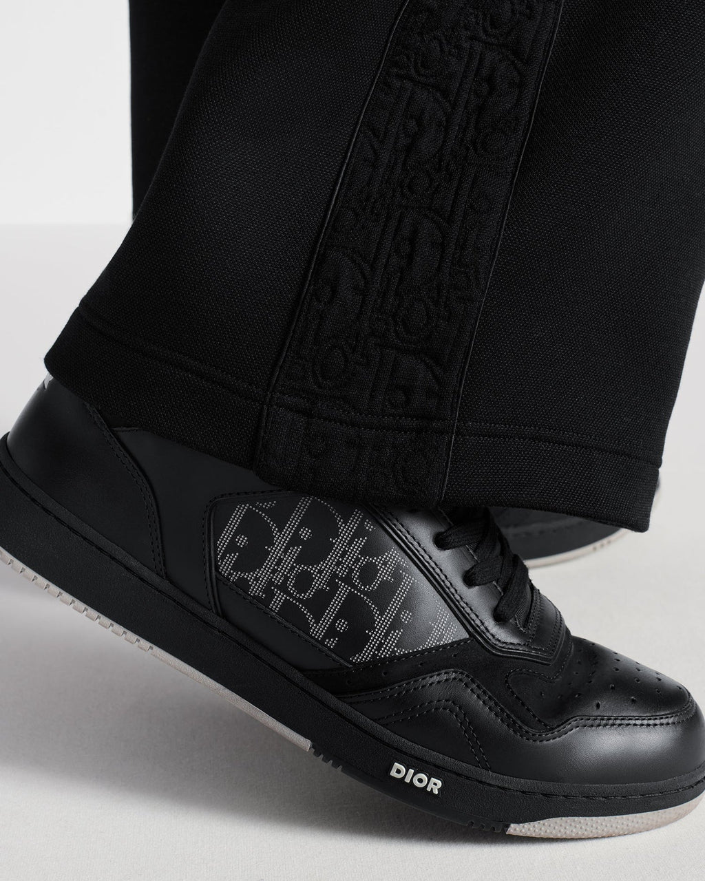 Dior B27 Uptown Men’s Black Calfskin & Suede Sneakers with Oblique Galaxy Panels