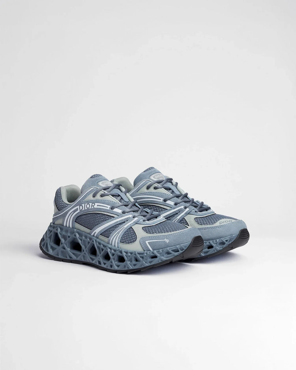 Dior B35 NXXT Runner Blue‑Grey Mesh & Suede Sneakers