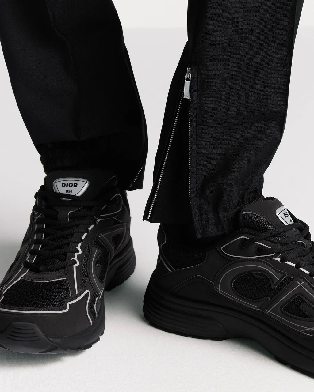 Dior B30 Countdown Men’s Black Mesh Sneakers with Reflective CD30 Signature