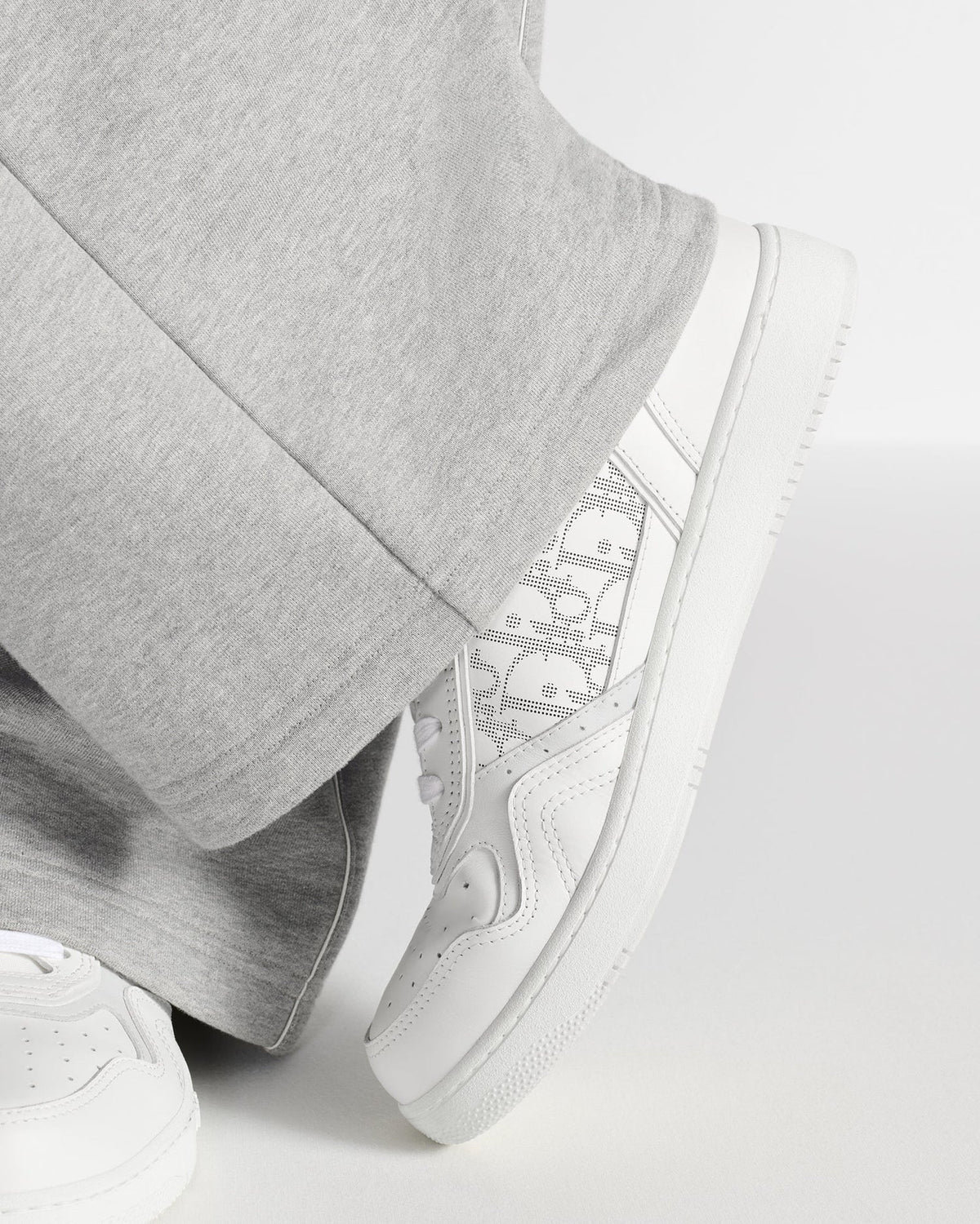 Dior B27 Uptown Men’s White Calfskin Sneakers with Oblique Galaxy Panels