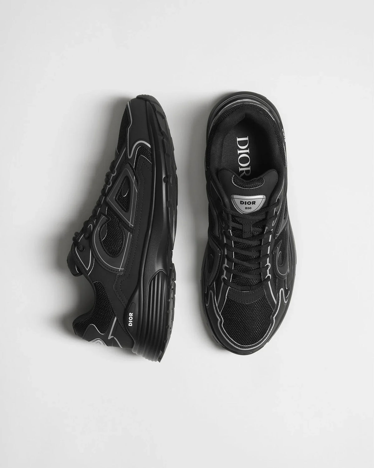 Dior B30 Countdown Men’s Black Mesh Sneakers with Reflective CD30 Signature