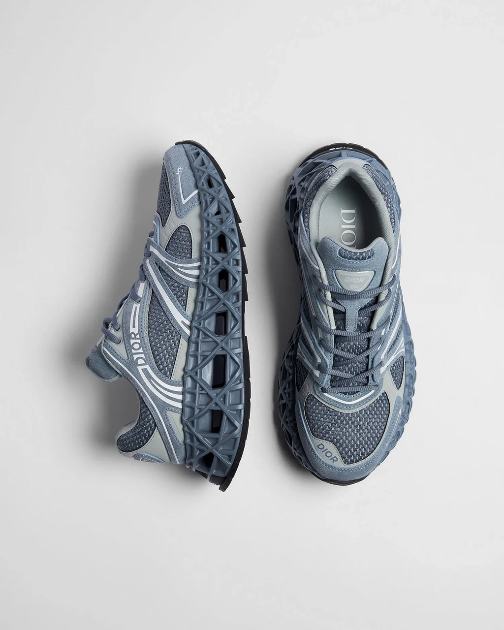 Dior B35 NXXT Runner Blue‑Grey Mesh & Suede Sneakers