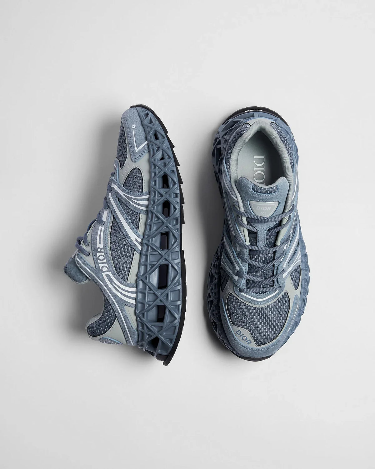 Dior B35 NXXT Runner Blue‑Grey Mesh & Suede Sneakers