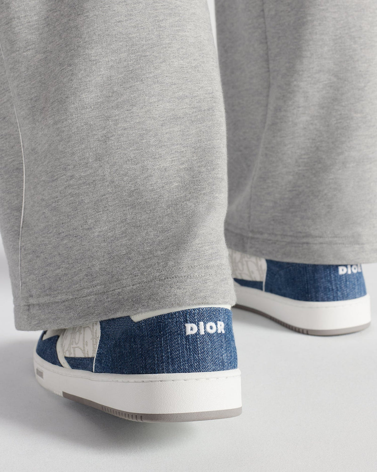 Dior B27 Uptown Low-Top Sneaker – White Calfskin and Blue Denim with Oblique Galaxy Panels – Men’s