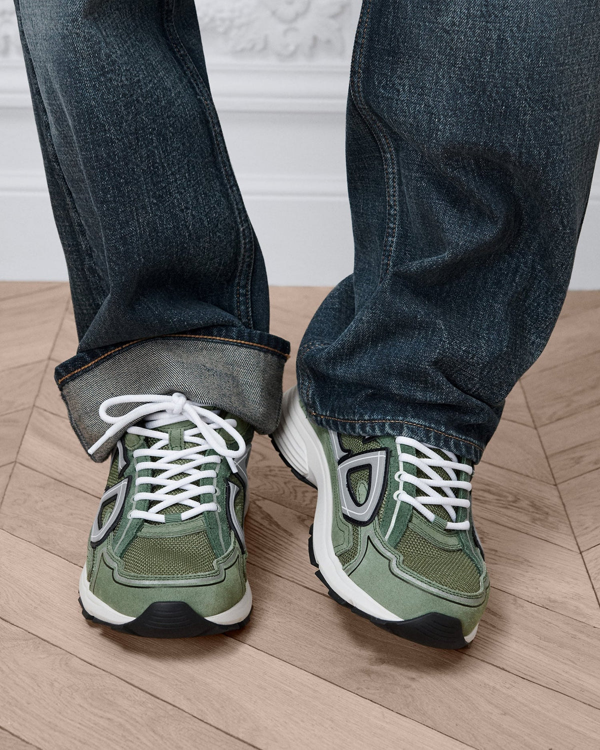 Dior B30 Series Green Mesh Suede Sneakers