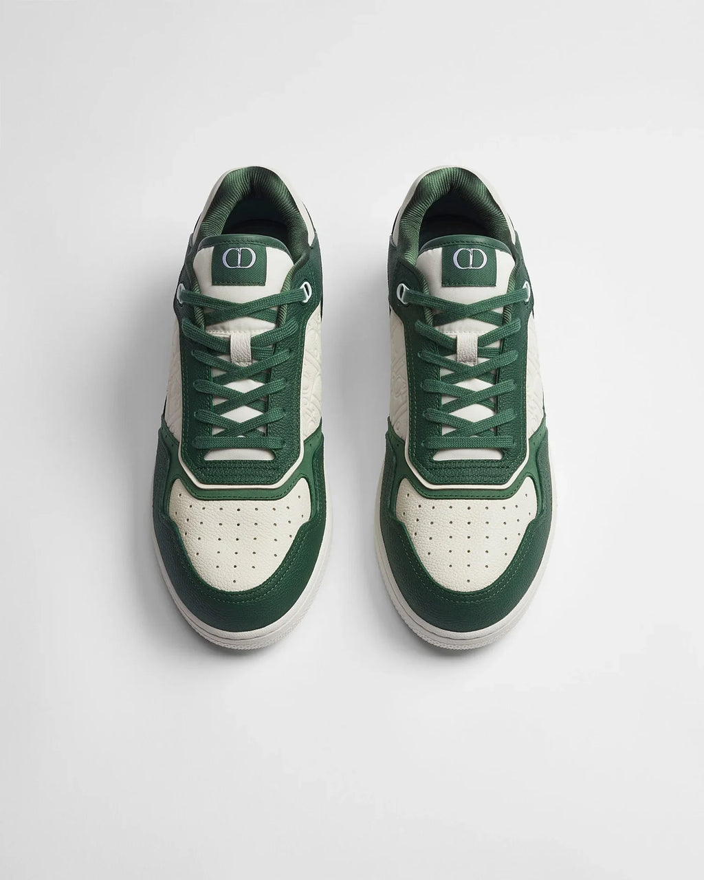 Dior B27 Uptown Low-Top Sneakers in Deep Green & Cream Grained Calfskin