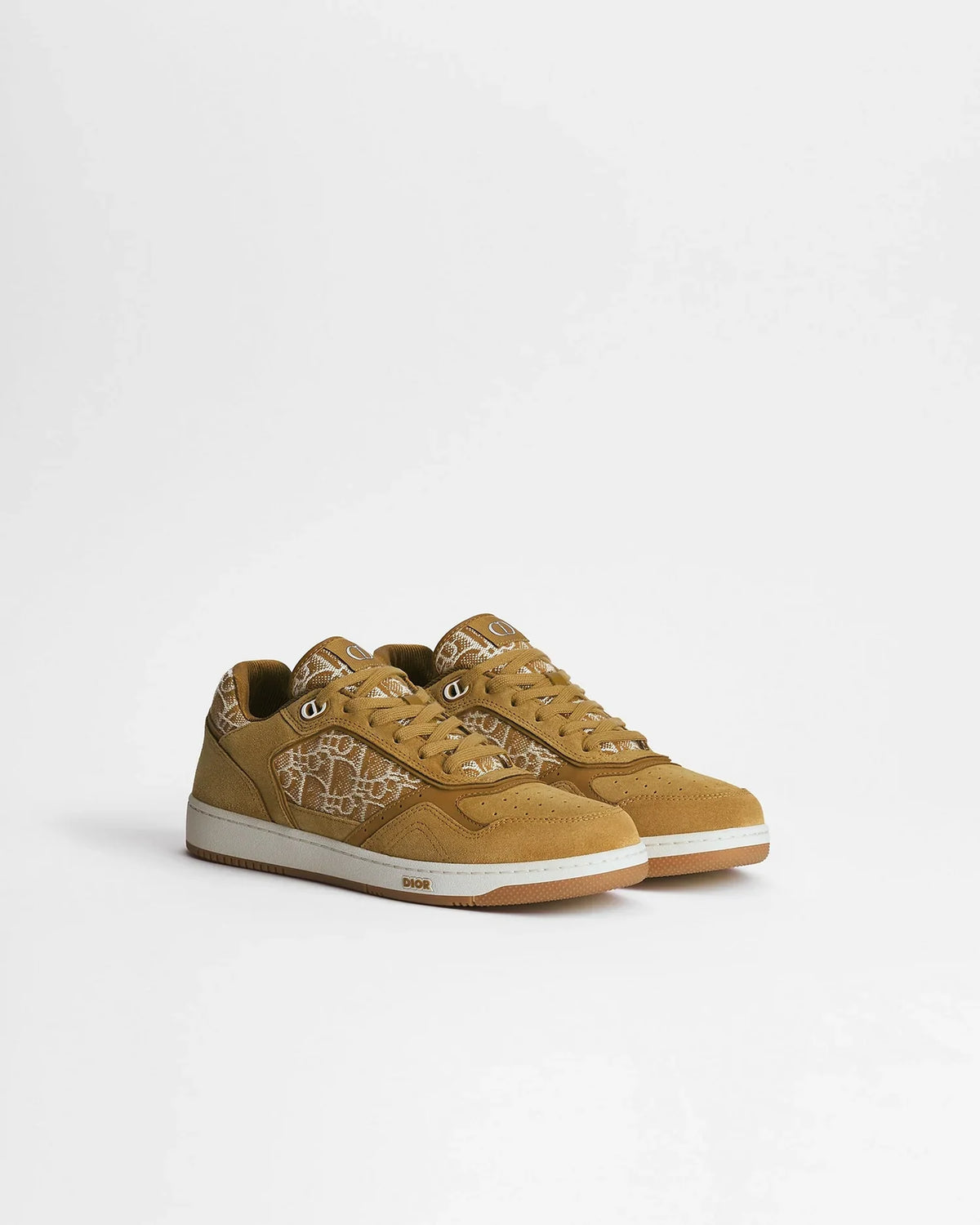 Dior B27 Uptown Men’s Cognac Brown Suede Sneakers with Oblique Jacquard