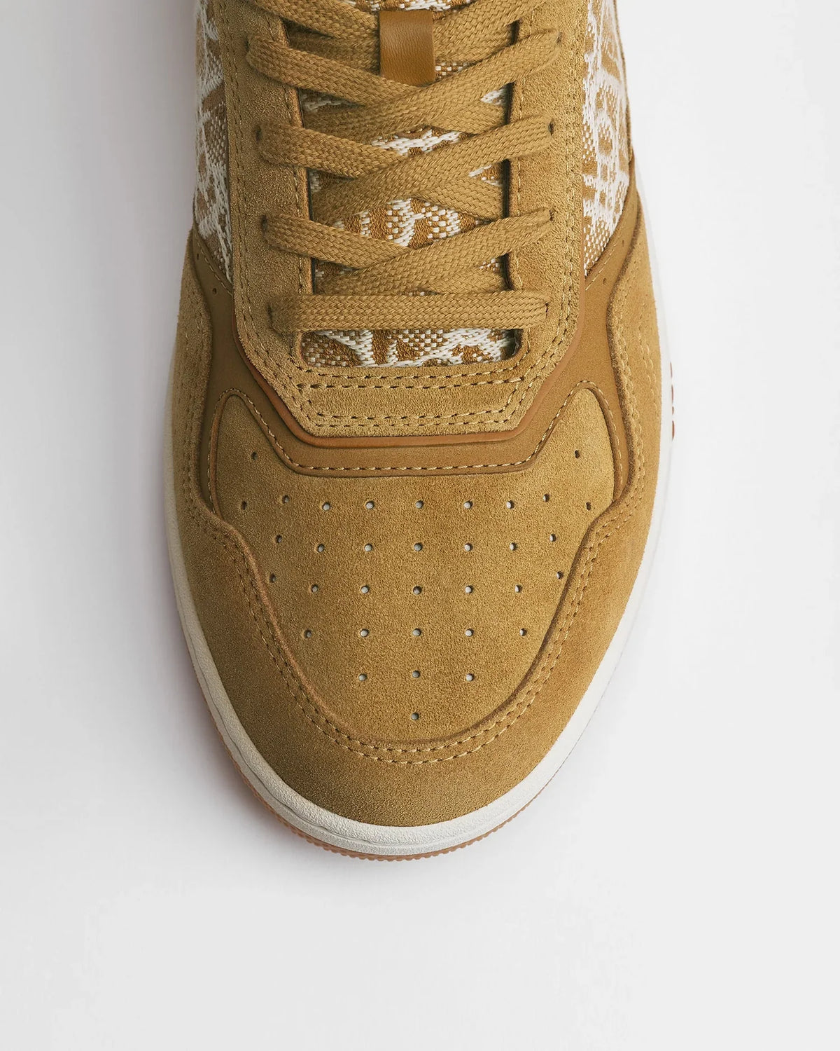 Dior B27 Uptown Men’s Cognac Brown Suede Sneakers with Oblique Jacquard