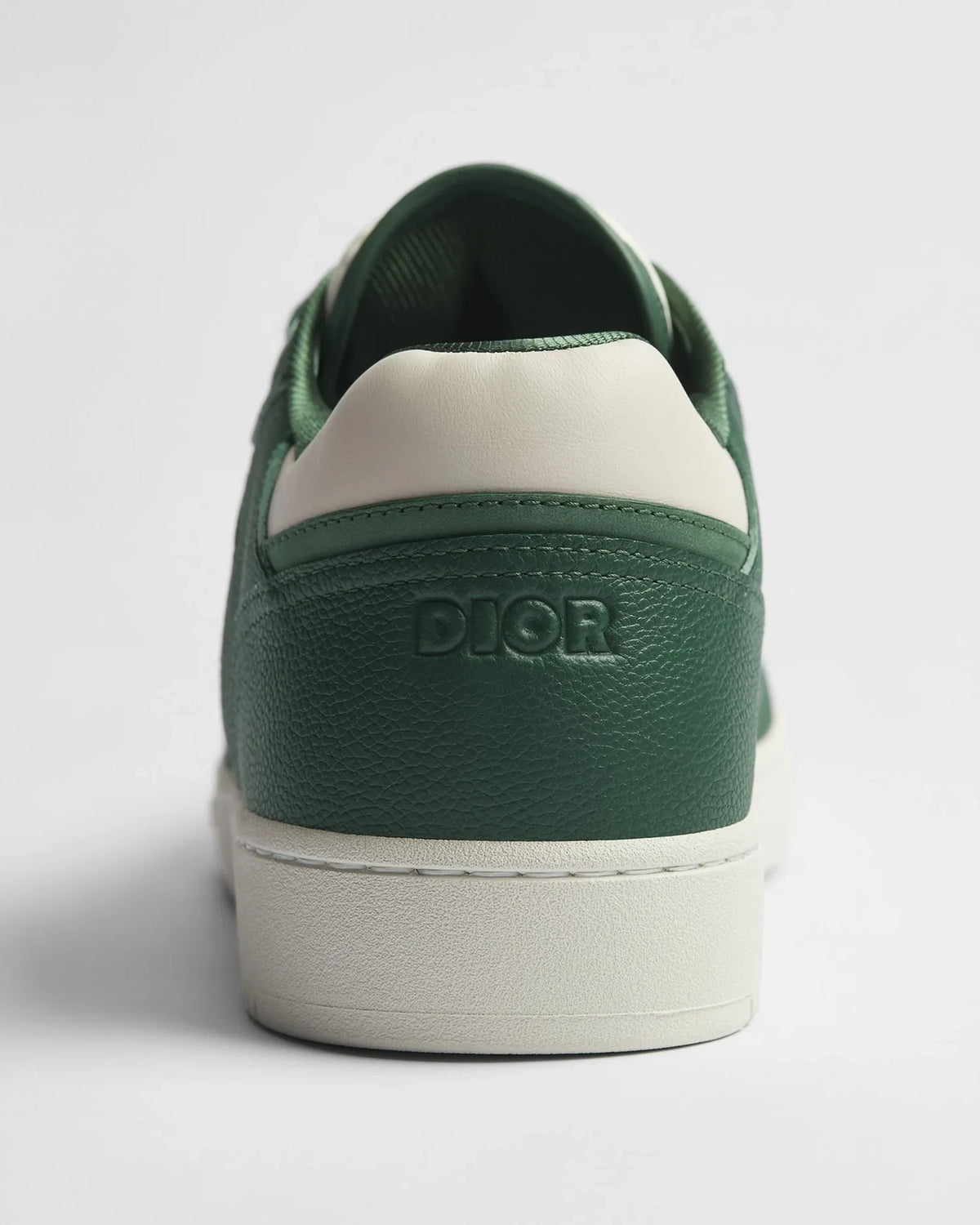 Dior B27 Uptown Low-Top Sneakers in Deep Green & Cream Grained Calfskin