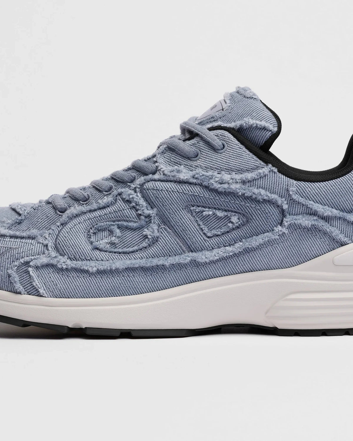 Dior B30 Series Light Blue Frayed‑Edge Denim Sneakers
