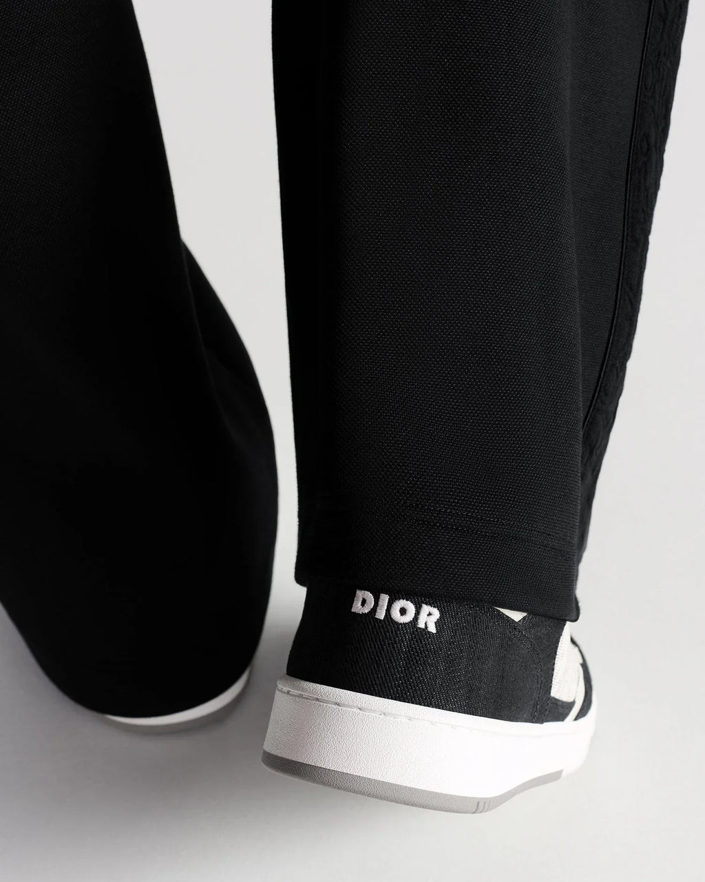 Dior B27 Uptown Low-Top Sneaker – White Calfskin and Black Denim with Oblique Galaxy Panels – Men’s