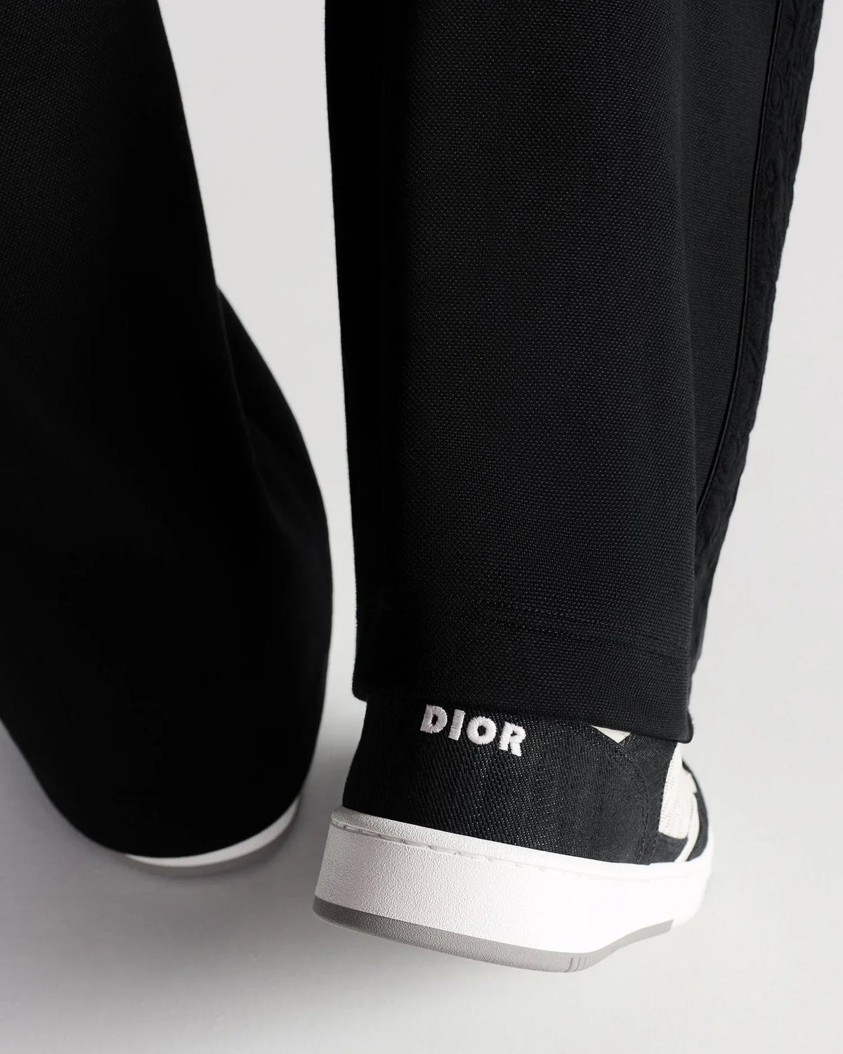 Dior B27 Uptown Low-Top Sneaker – White Calfskin and Black Denim with Oblique Galaxy Panels – Men’s