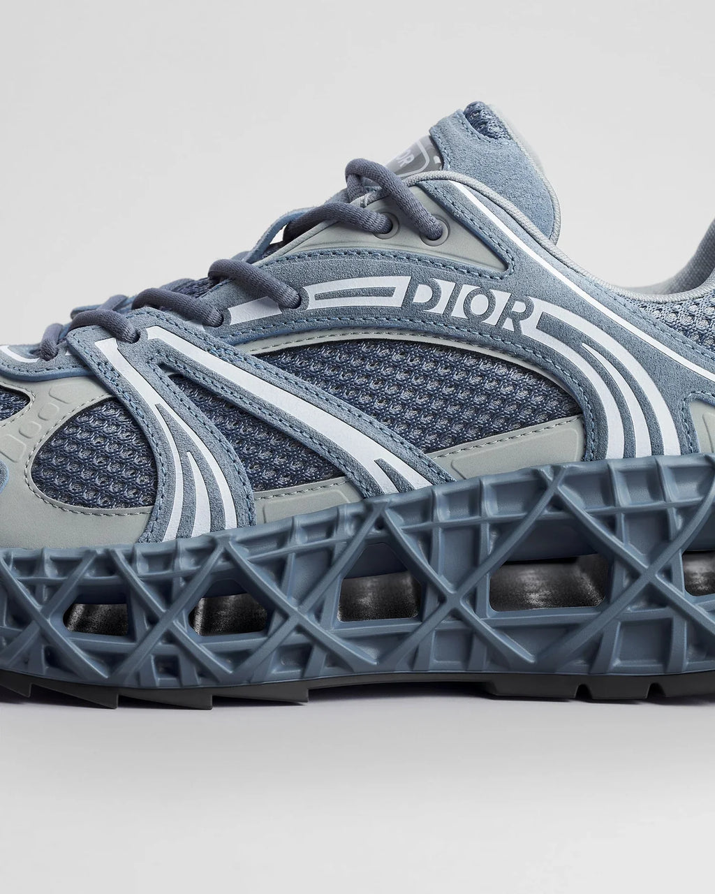 Dior B35 NXXT Runner Blue‑Grey Mesh & Suede Sneakers