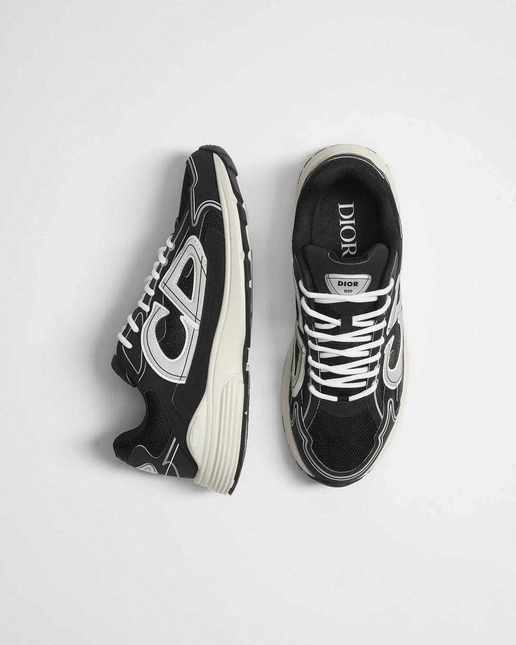 Dior B30 Series Black‑Silver Mesh Running Sneakers