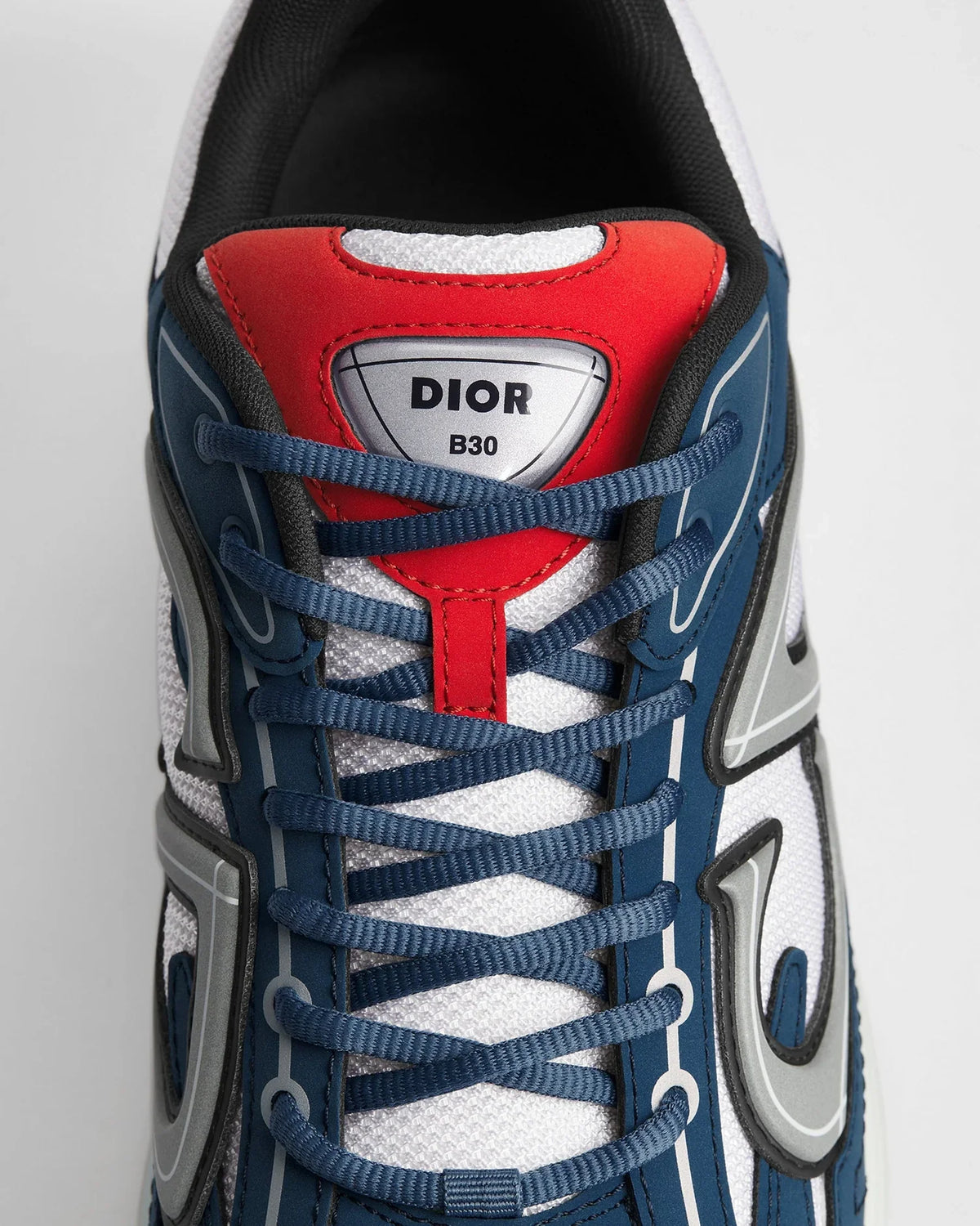 Dior B30 Series Blue‑White Mesh With Red Accent Sneakers