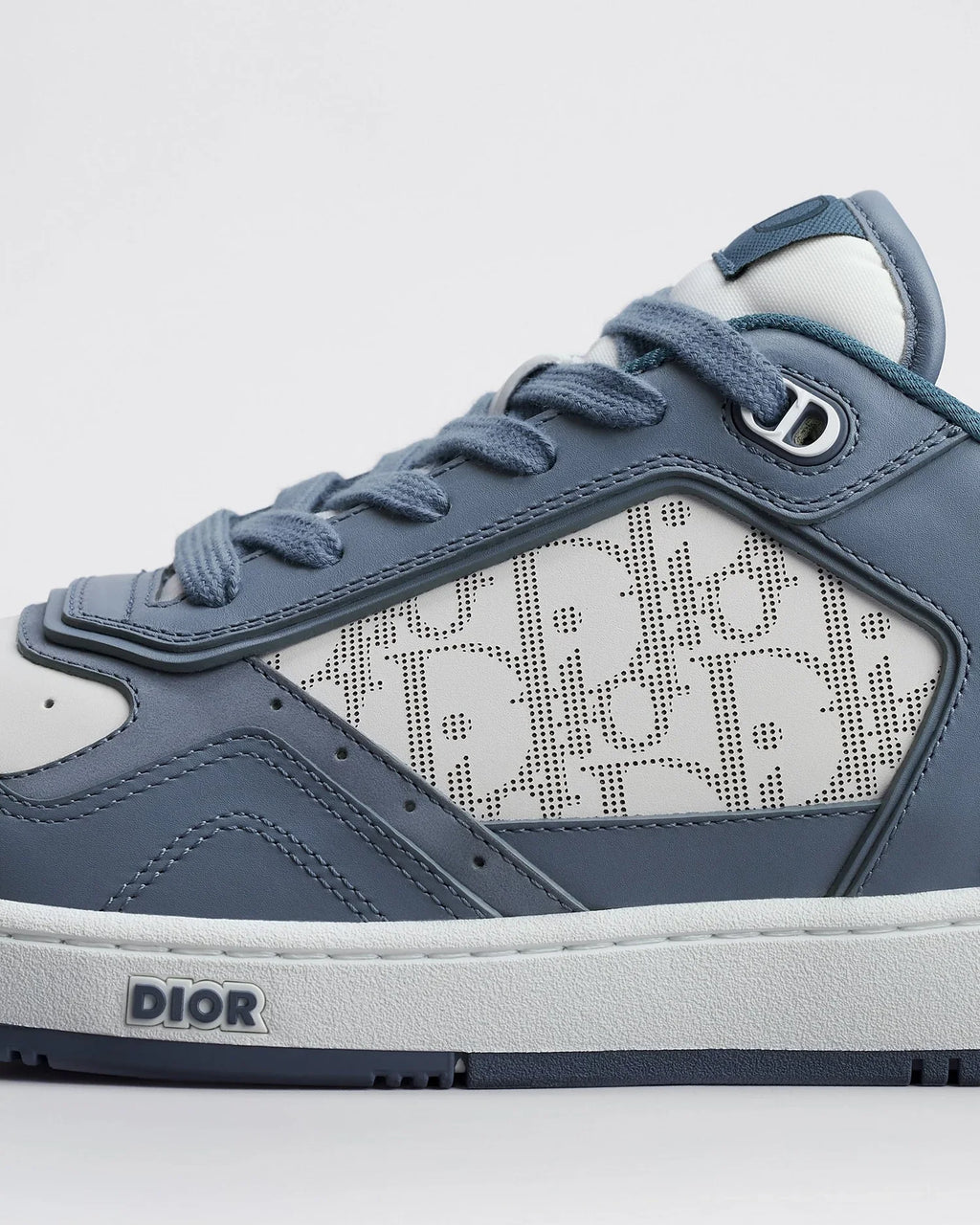 Dior B27 Uptown Men’s Blue & White Calfskin Sneakers with Oblique Galaxy Panels