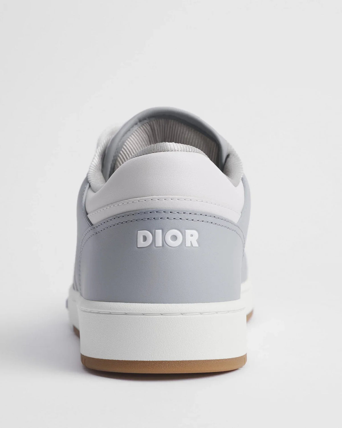 Dior B27 Uptown Men’s Grey & White Calfskin Sneakers with Beige Oblique Jacquard