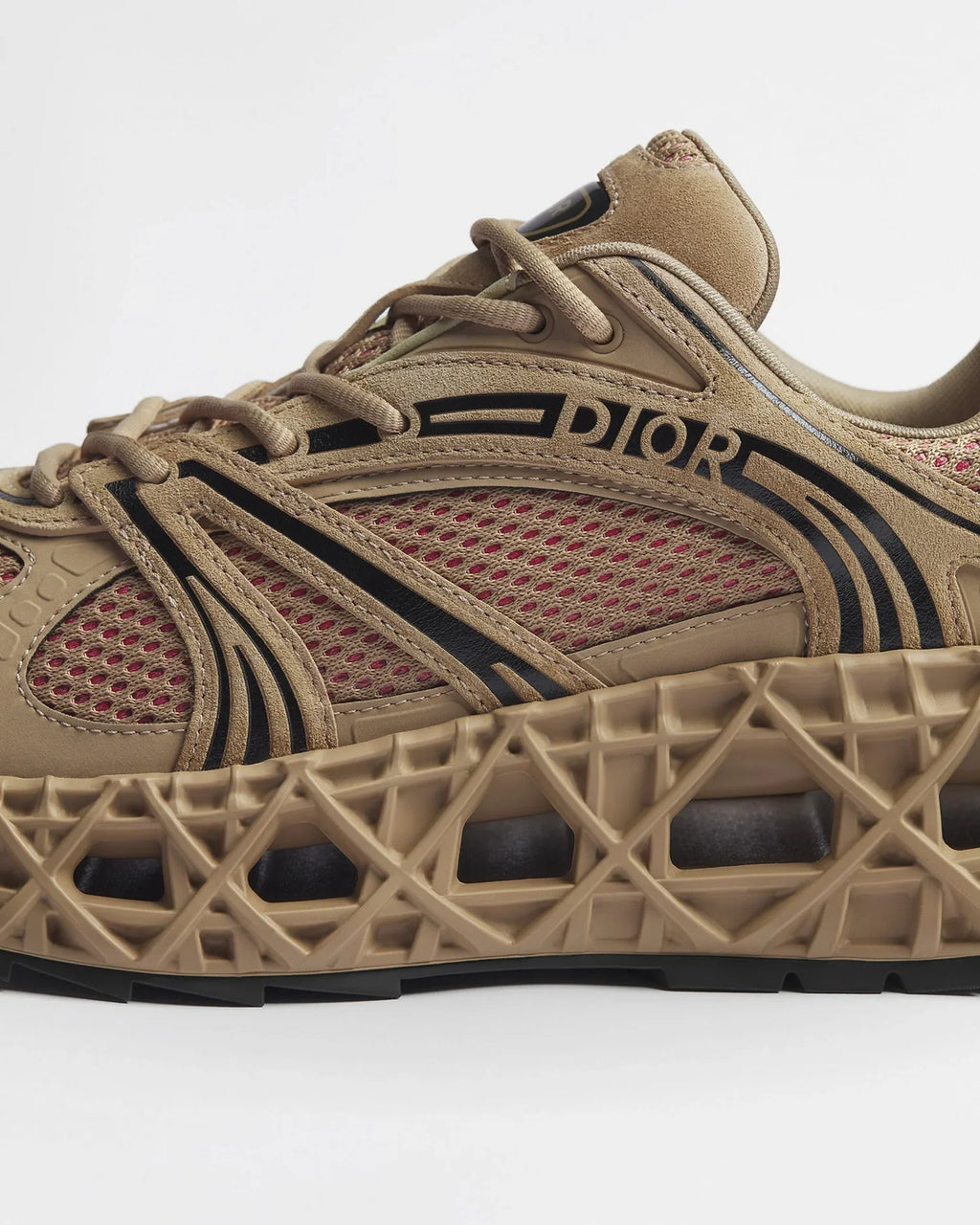 Dior B35 NXXT Series Beige Suede‑Mesh Lace‑Up Sneakers