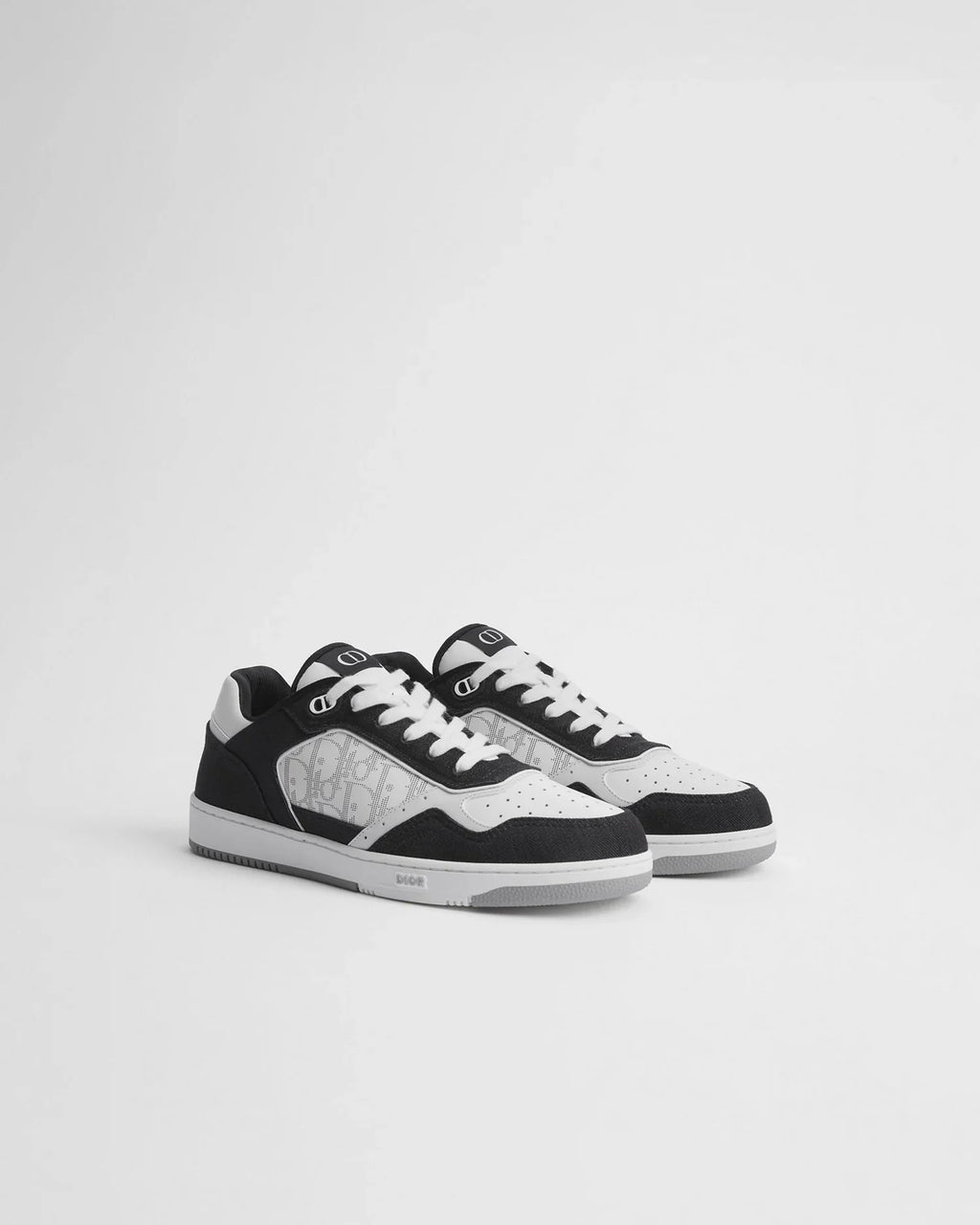 Dior B27 Uptown Low-Top Sneaker – White Calfskin and Black Denim with Oblique Galaxy Panels – Men’s
