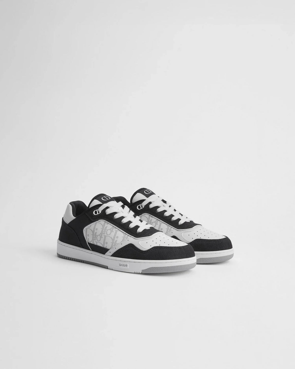 Dior B27 Uptown Low-Top Sneaker – White Calfskin and Black Denim with Oblique Galaxy Panels – Men’s