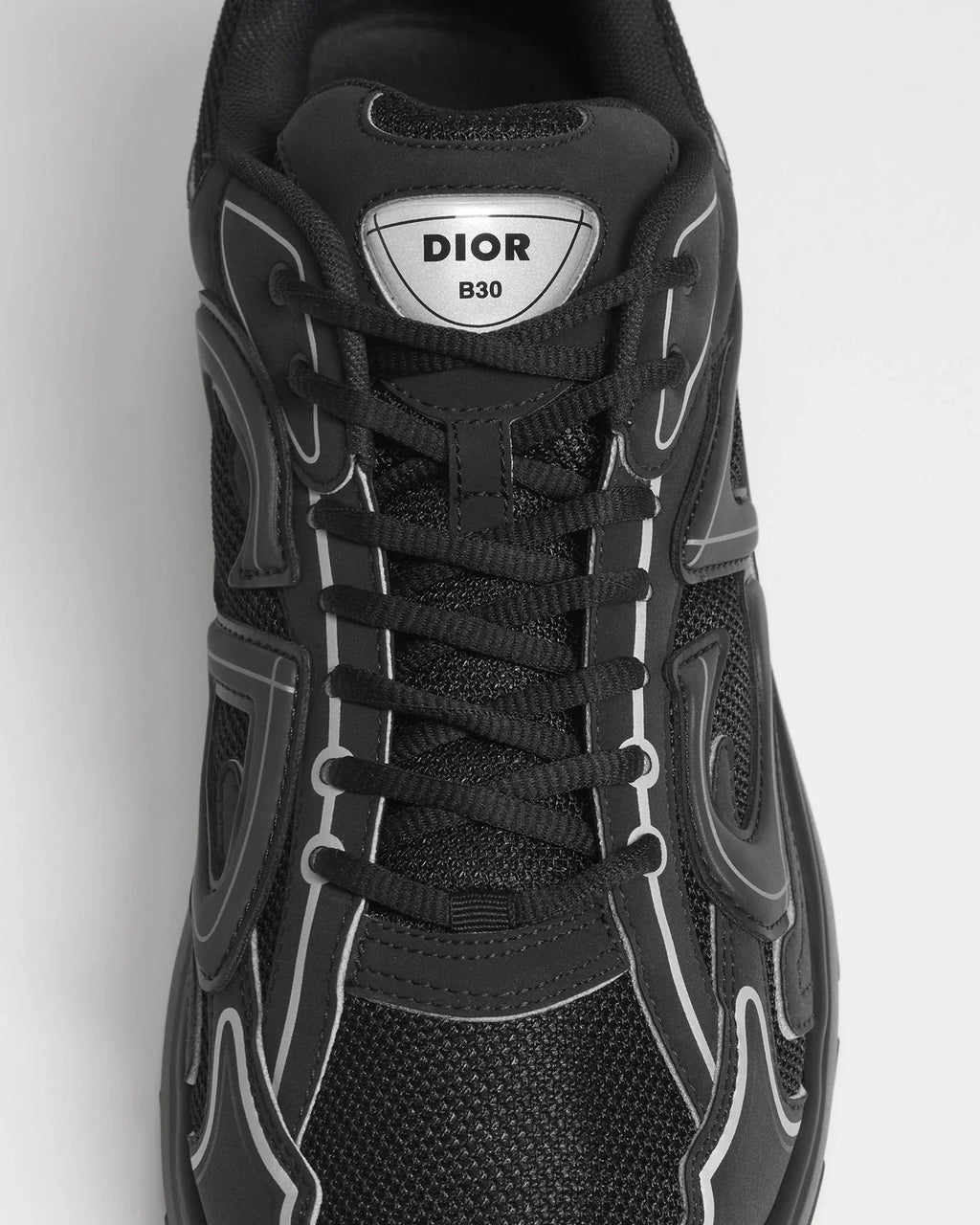 Dior B30 Countdown Men’s Black Mesh Sneakers with Reflective CD30 Signature
