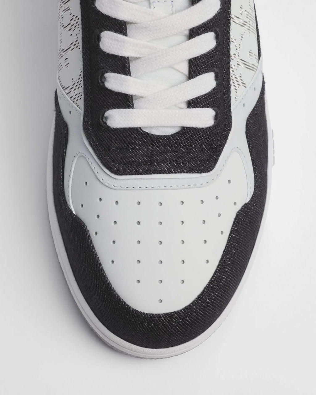 Dior B27 Uptown Low-Top Sneaker – White Calfskin and Black Denim with Oblique Galaxy Panels – Men’s