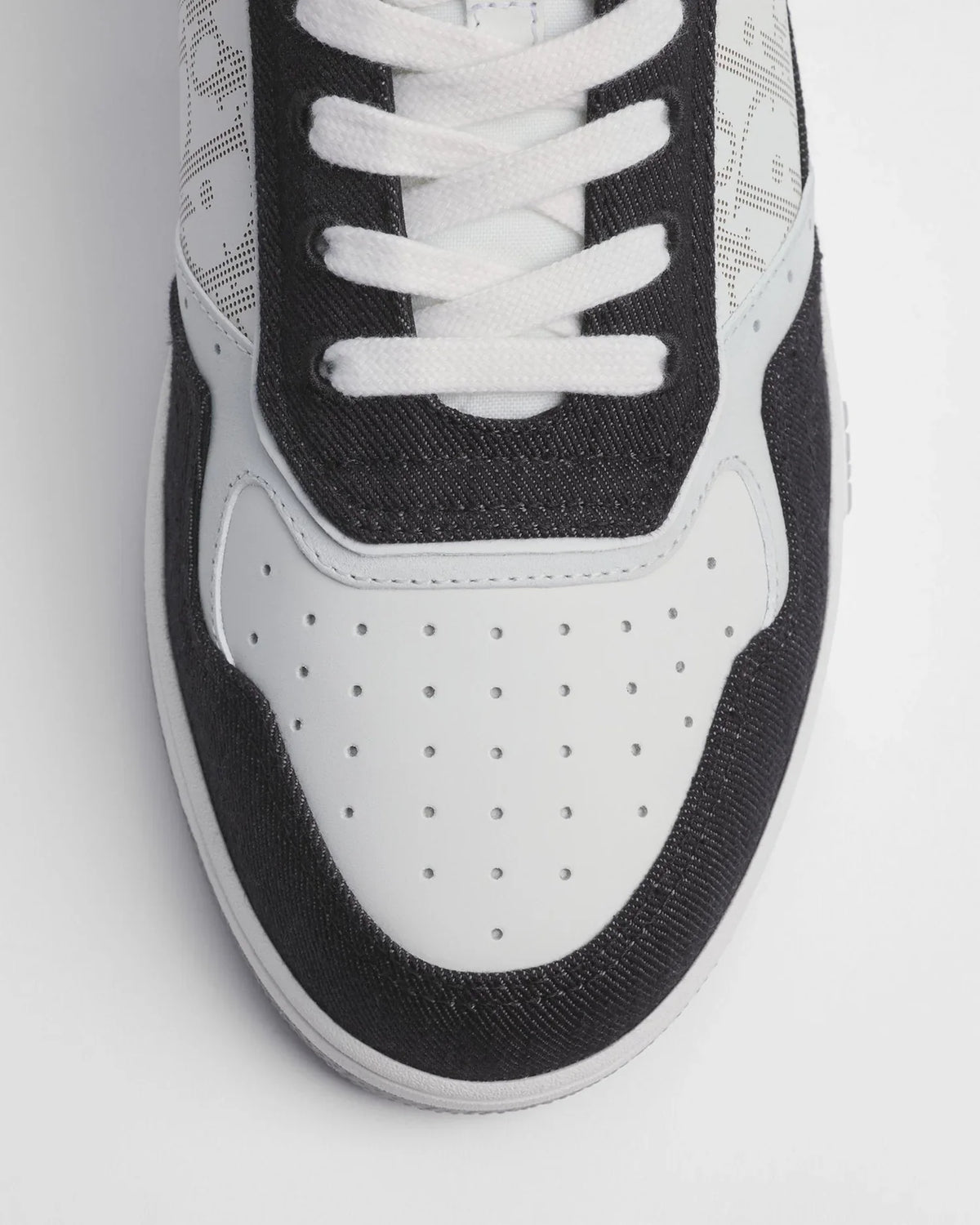 Dior B27 Uptown Low-Top Sneaker – White Calfskin and Black Denim with Oblique Galaxy Panels – Men’s