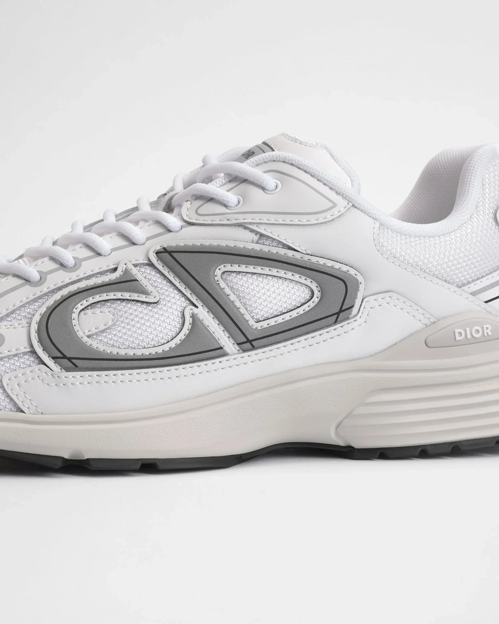 Dior B30 Series White Mesh & Gray‑Tone Logo Sneakers