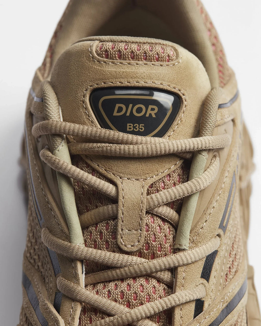Dior B35 NXXT Series Beige Suede‑Mesh Lace‑Up Sneakers