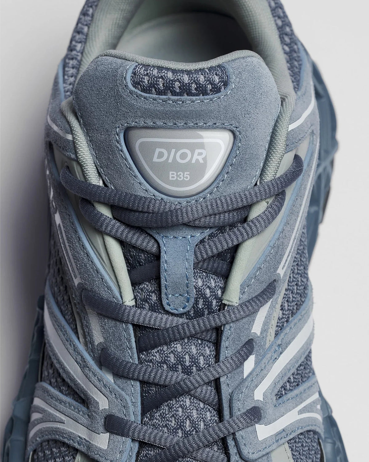 Dior B35 NXXT Runner Blue‑Grey Mesh & Suede Sneakers