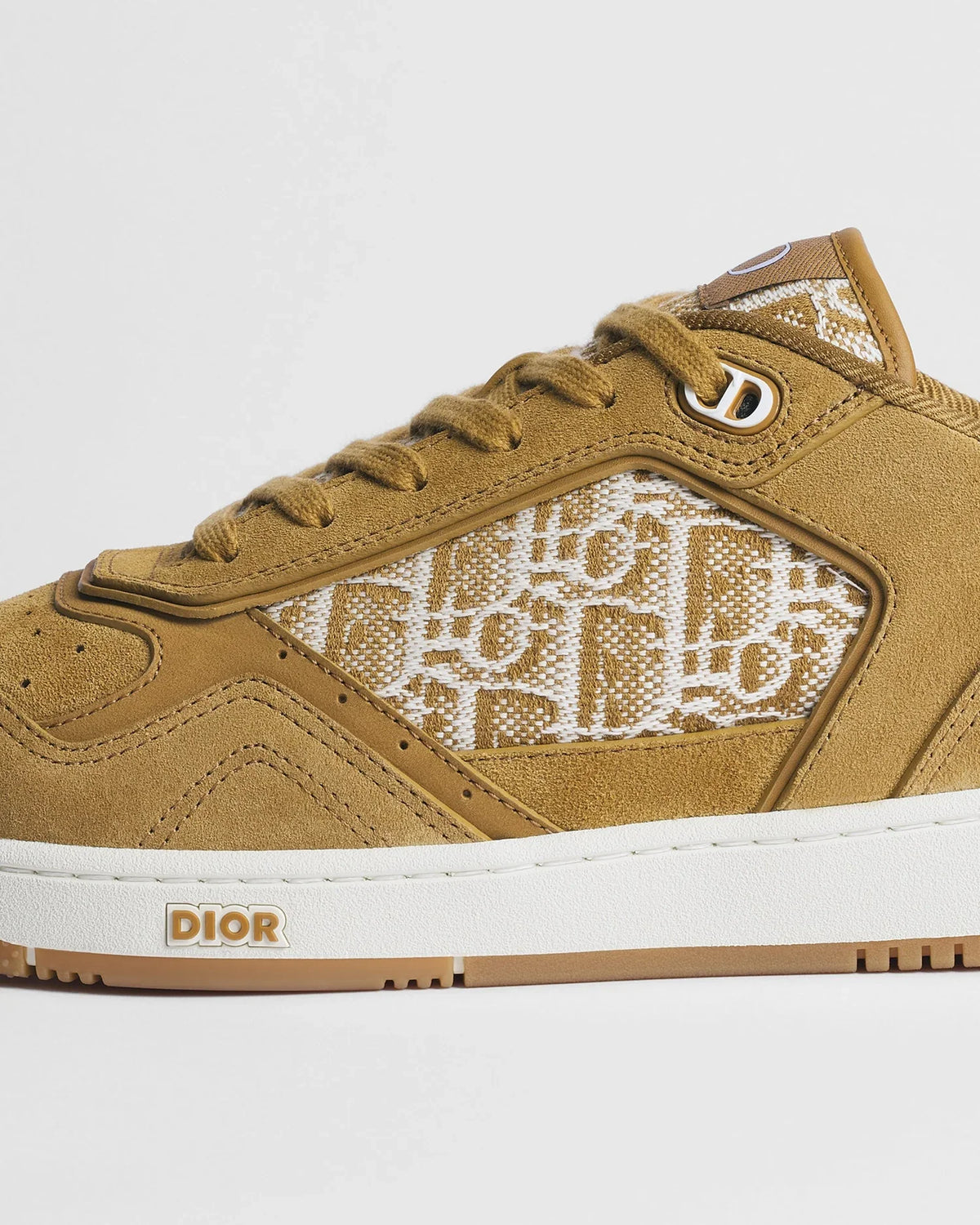 Dior B27 Uptown Men’s Cognac Brown Suede Sneakers with Oblique Jacquard