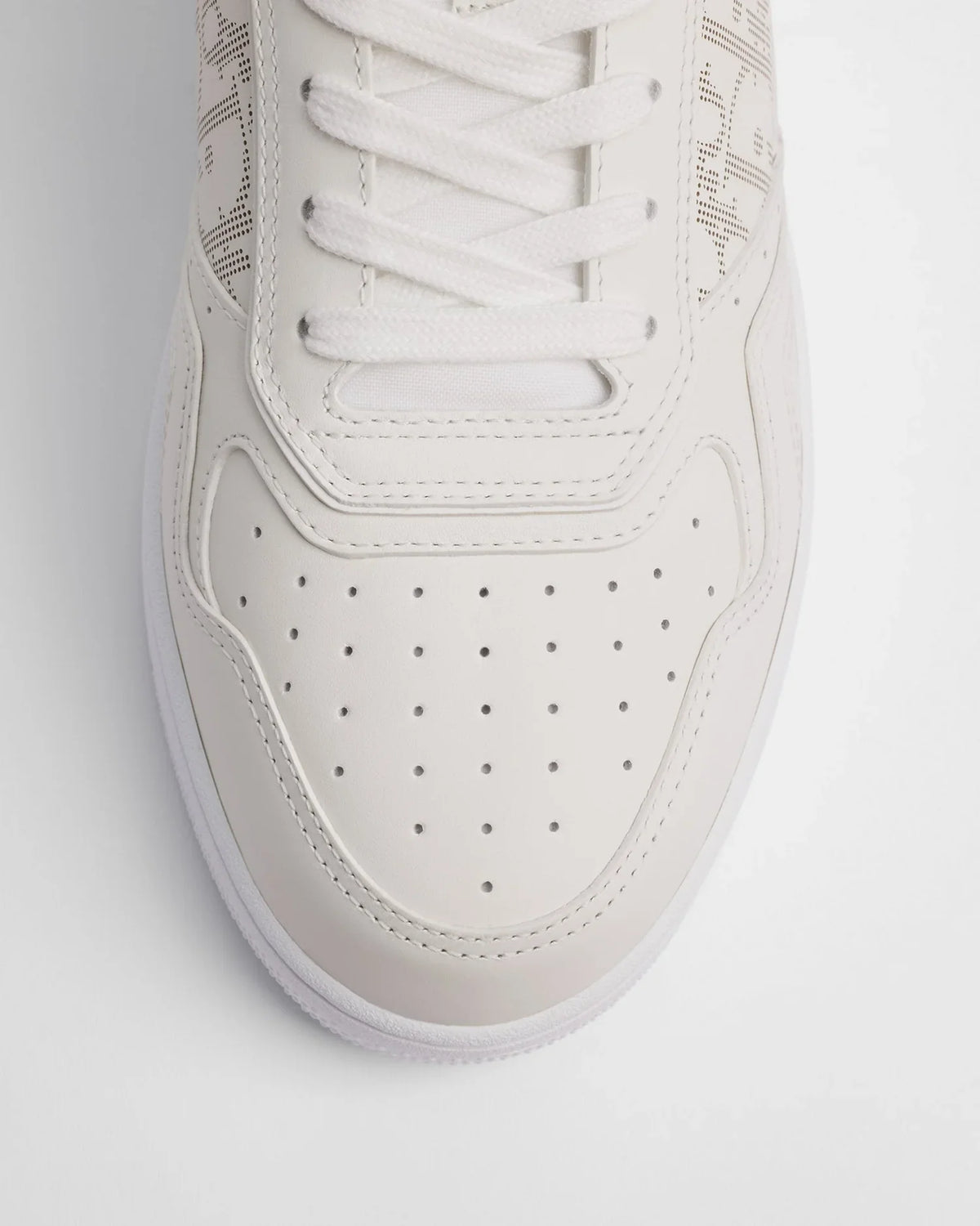 Dior B27 Uptown Men’s White Calfskin Sneakers with Oblique Galaxy Panels
