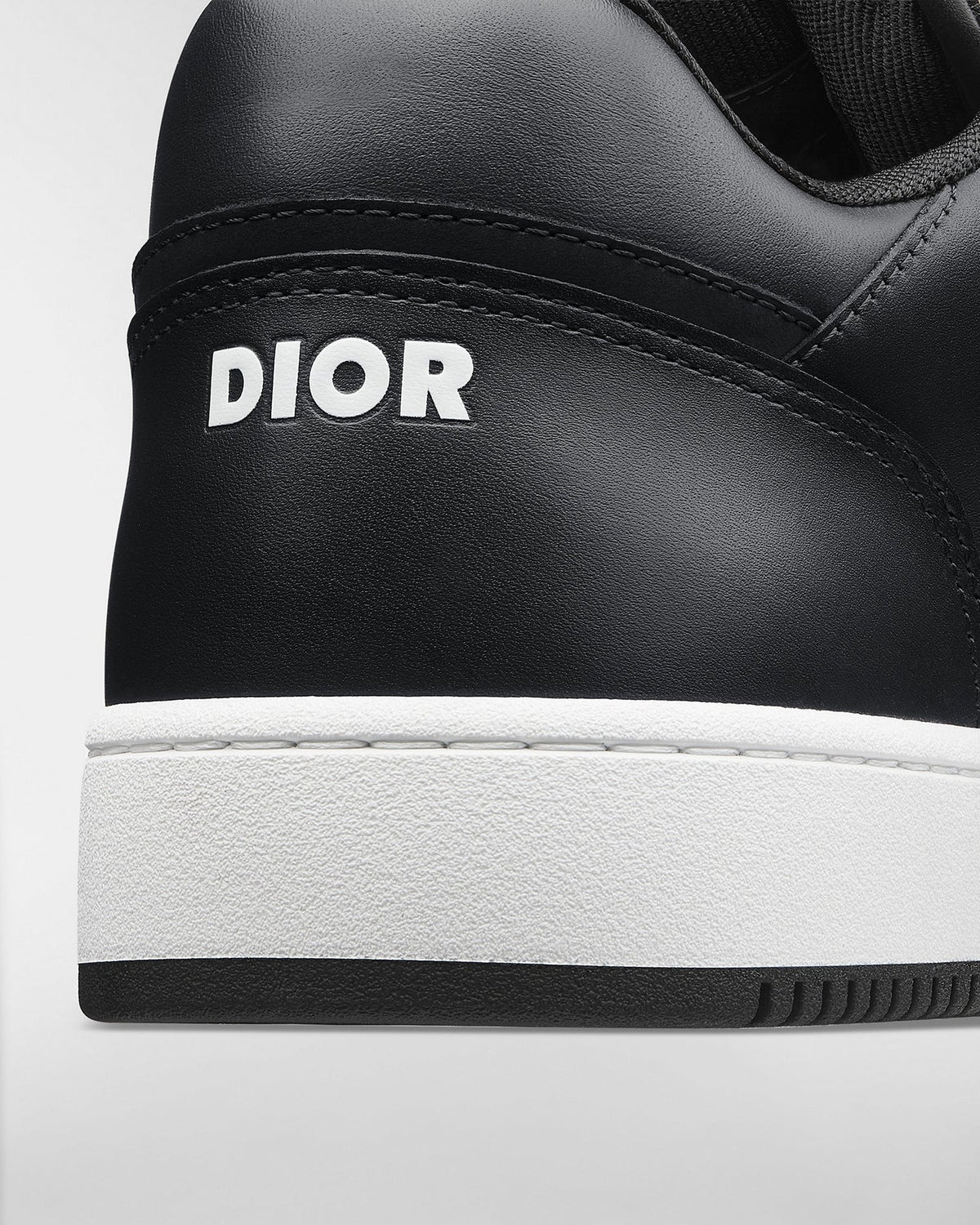 Dior B27 Uptown Men’s Low-Top Sneakers in Black Calfskin & Silver Oblique Jacquard
