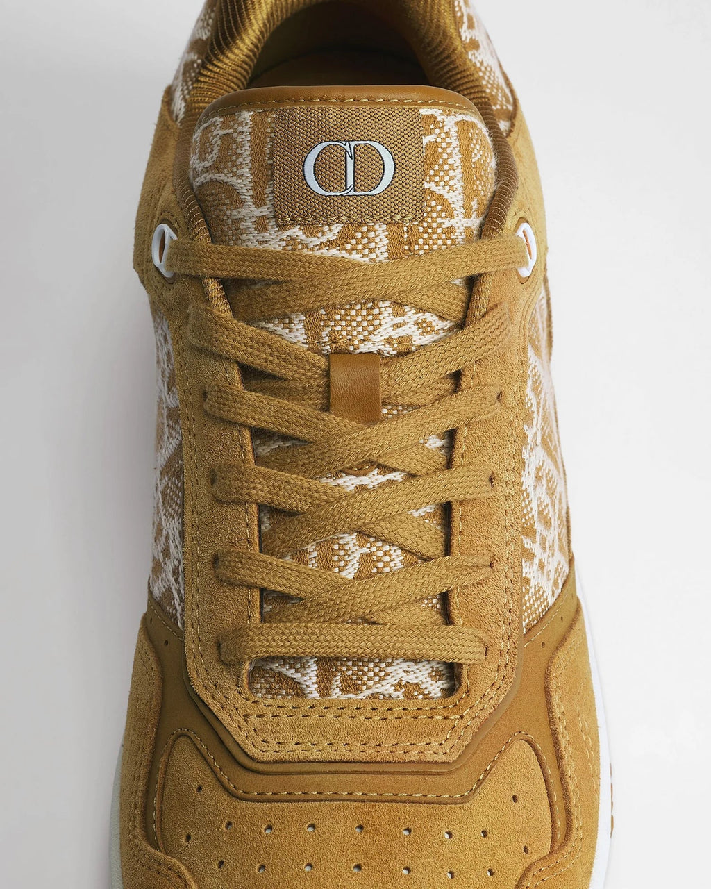 Dior B27 Uptown Men’s Cognac Brown Suede Sneakers with Oblique Jacquard