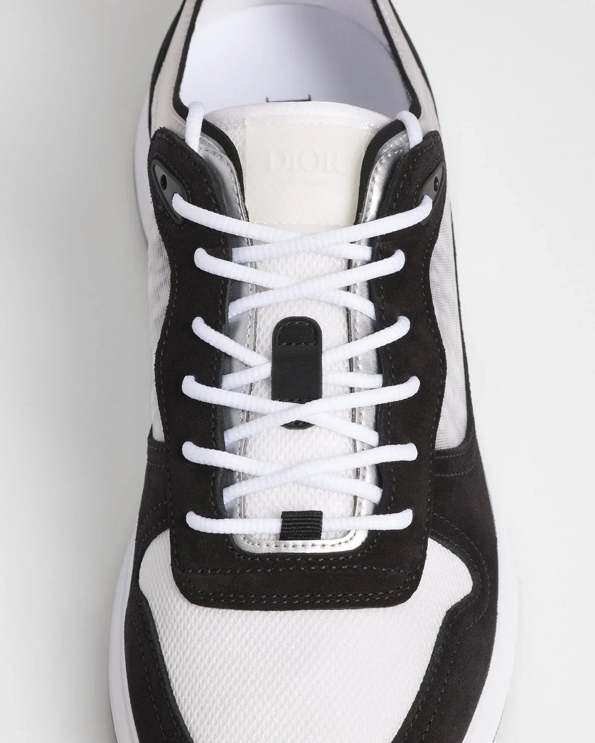 Dior B25 Runner Series Black‑White Oblique Mesh Suede Sneakers