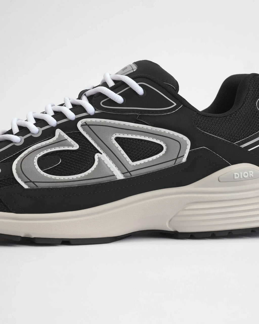 Dior B30 Series Black‑Silver Mesh Running Sneakers