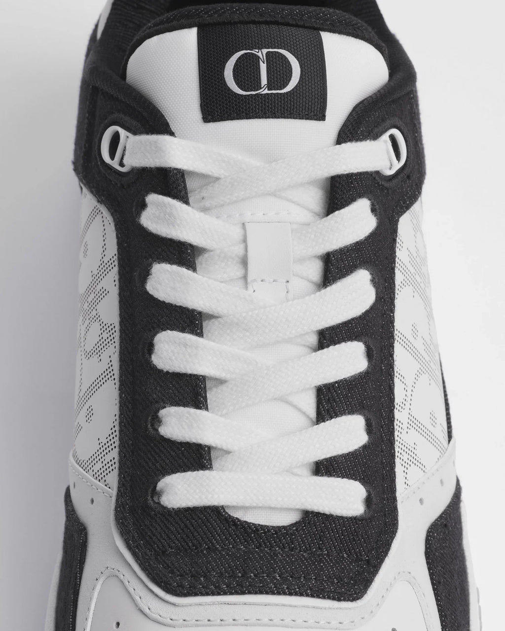 Dior B27 Uptown Low-Top Sneaker – White Calfskin and Black Denim with Oblique Galaxy Panels – Men’s