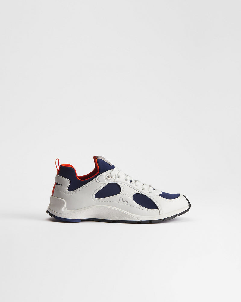Dior Mile White‑Navy‑Orange Leather‑Neoprene Low‑Top Sneakers