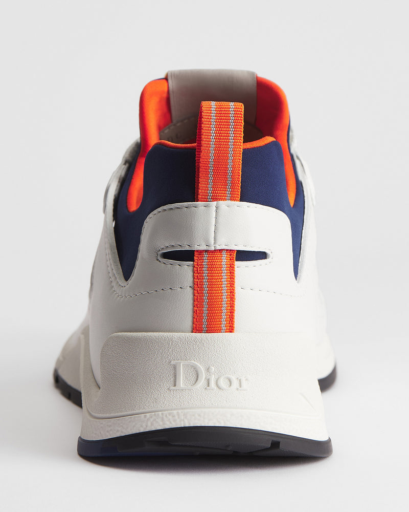 Dior Mile White‑Navy‑Orange Leather‑Neoprene Low‑Top Sneakers