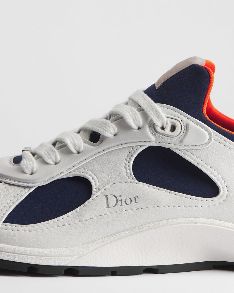 Dior Mile White‑Navy‑Orange Leather‑Neoprene Low‑Top Sneakers