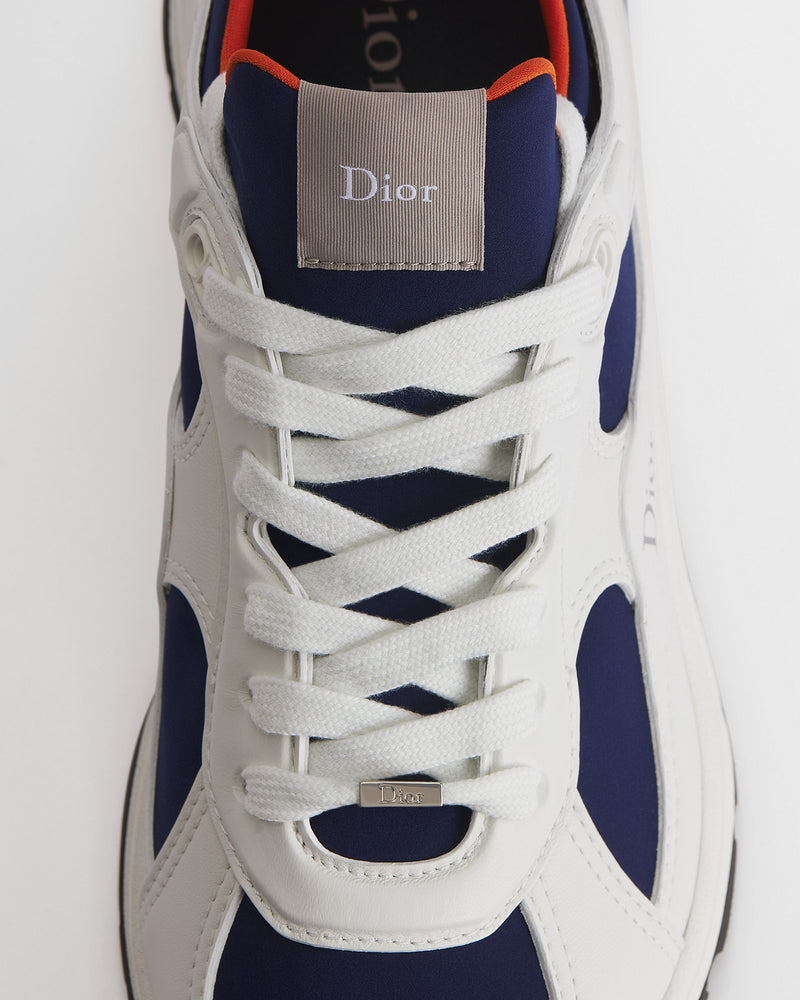 Dior Mile White‑Navy‑Orange Leather‑Neoprene Low‑Top Sneakers