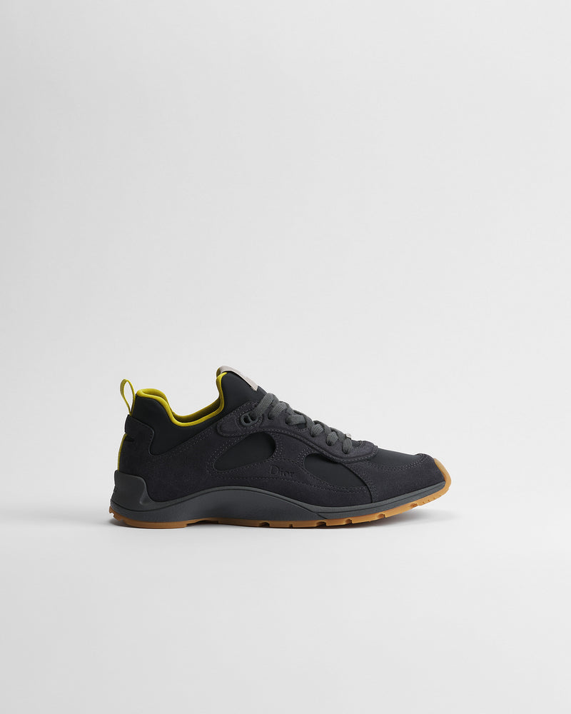 Dior Mile Dark‑Grey‑Yellow Suede‑Neoprene Low‑Top Sneakers