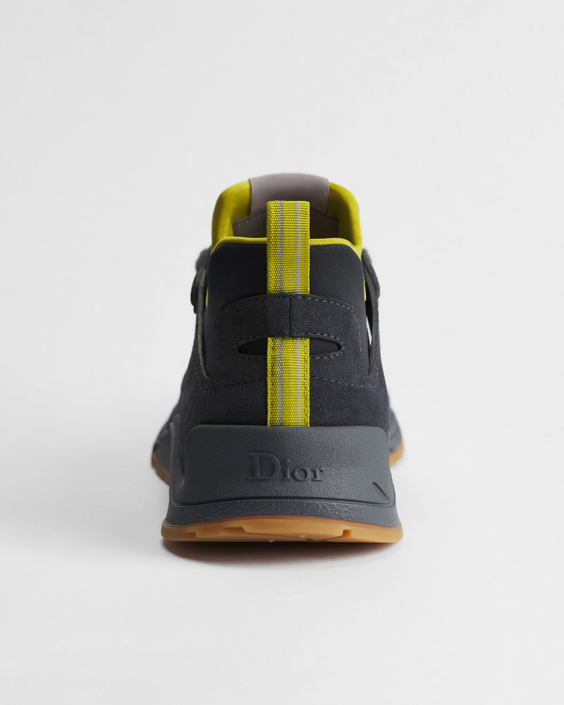 Dior Mile Dark‑Grey‑Yellow Suede‑Neoprene Low‑Top Sneakers