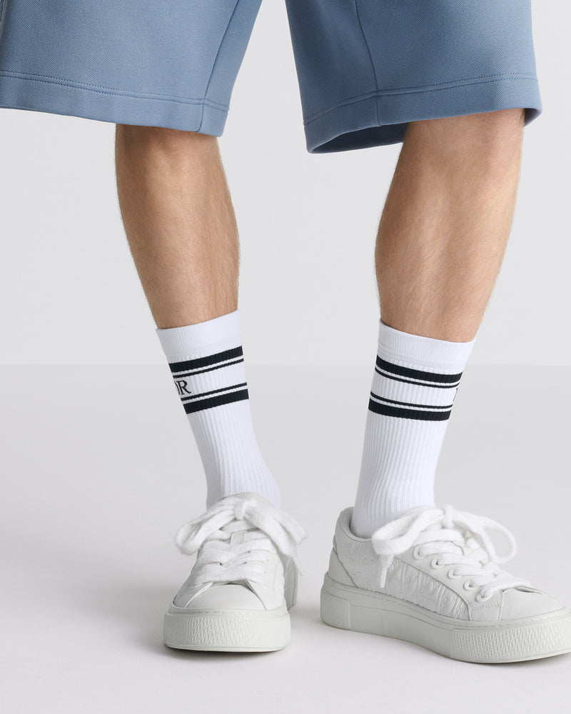 Dior B33 Spin White Embossed Logo Leather Low‑Top Sneakers