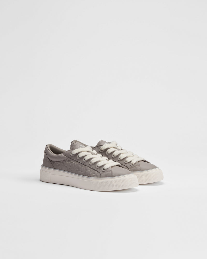 Dior B33 Spin Grey Embossed Logo Leather Low‑Top Sneakers